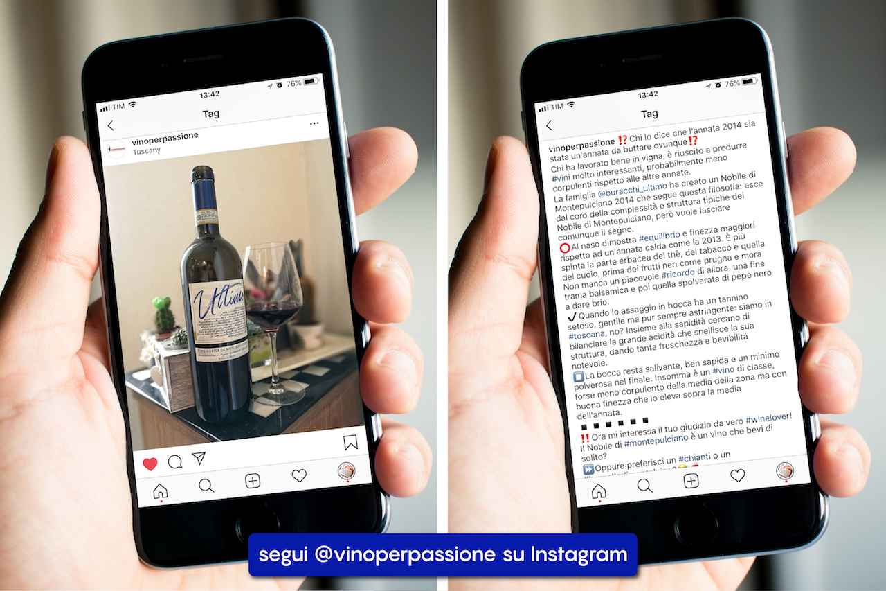 Il post Instagram della degustazione del nostro Ultimo Riserva 2014 a cura di Morris Lazzoni di "VinoperPassione"